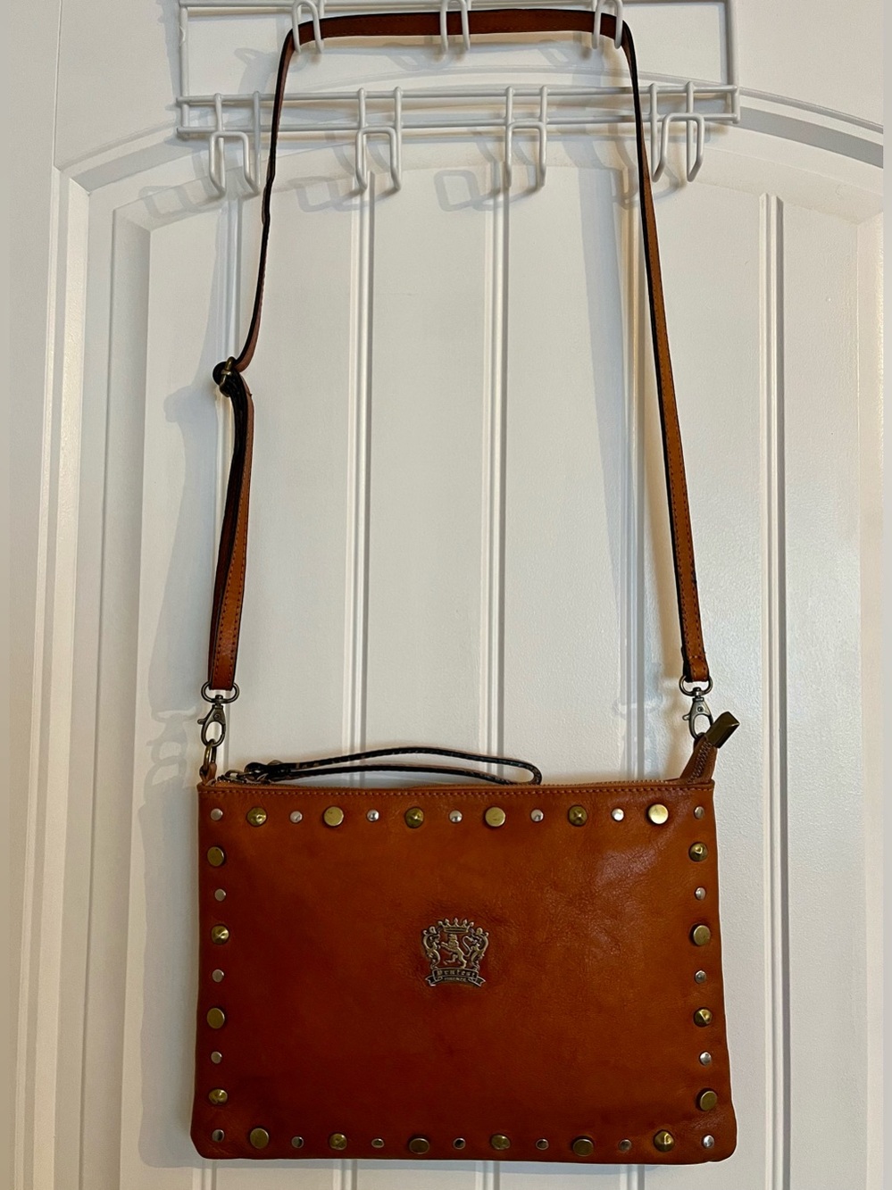 Pratesi Firenze Leather Bag with Stud Accents - Made in Italy